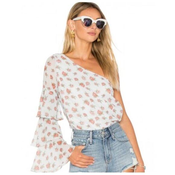 Lovers + Friends Ivy One Shoulder Ditsy Floral Top Sz M - Picture 2 of 10